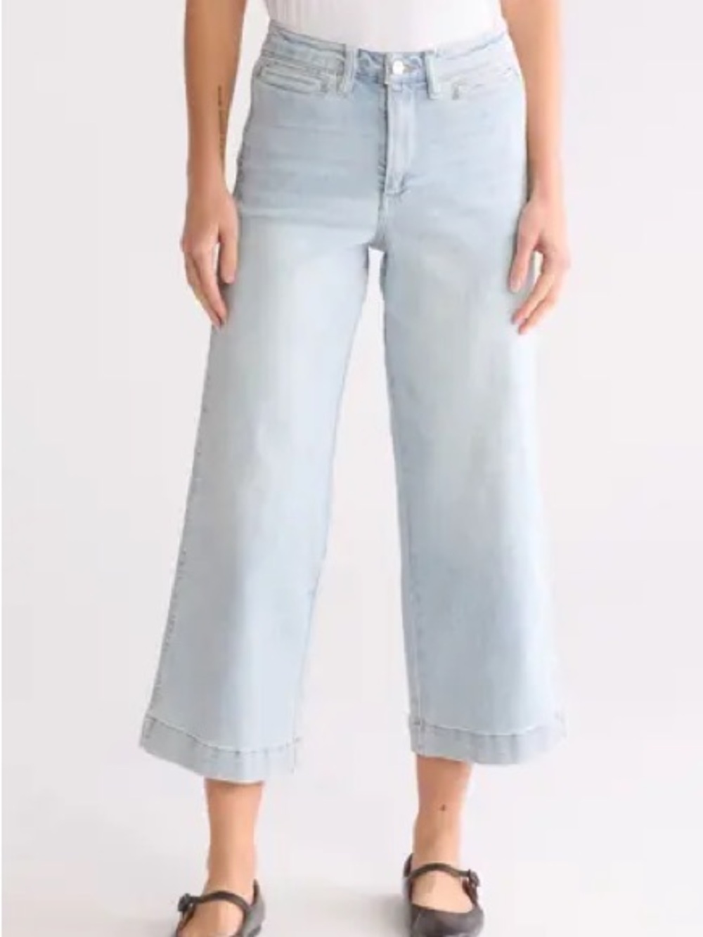 Oat New York Cropped Wide Leg Light Wash Denim Jeans Womens Size 27